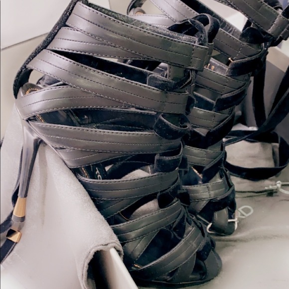 TOM FORD SHOES NWT BLACK STRAPPY STILETTOS size 37 - Picture 4 of 7